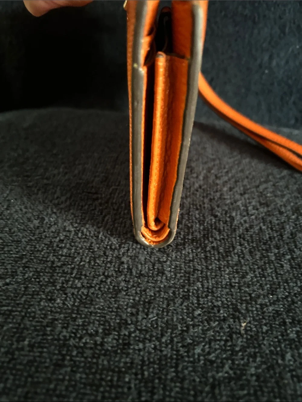 Michael Kors Adele Smartphone Orange Pebbled Leather Wristlet Clutch Gold Logo